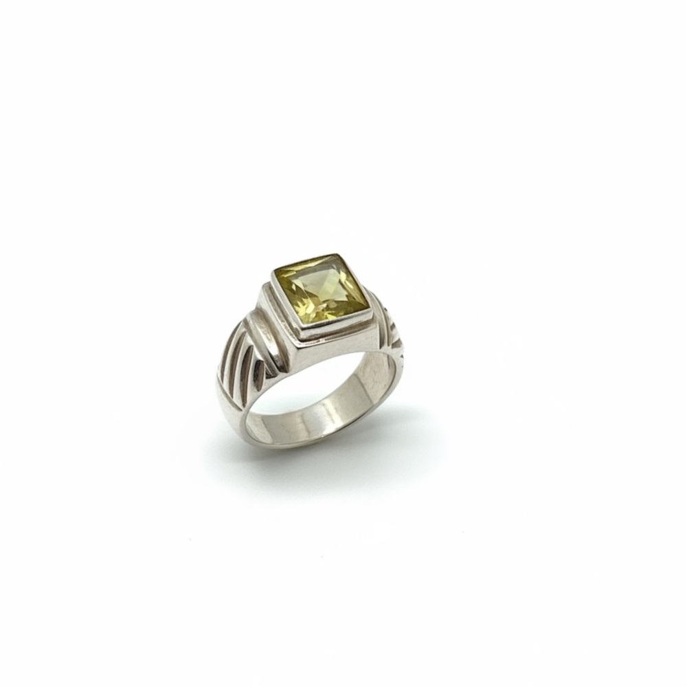Vintage Silpada Silver faceted square citrine ring. Size 8